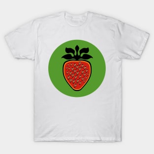 Strawberry Heart Berry Green Circle Indigenous WAWEZHI CANADA T-Shirt